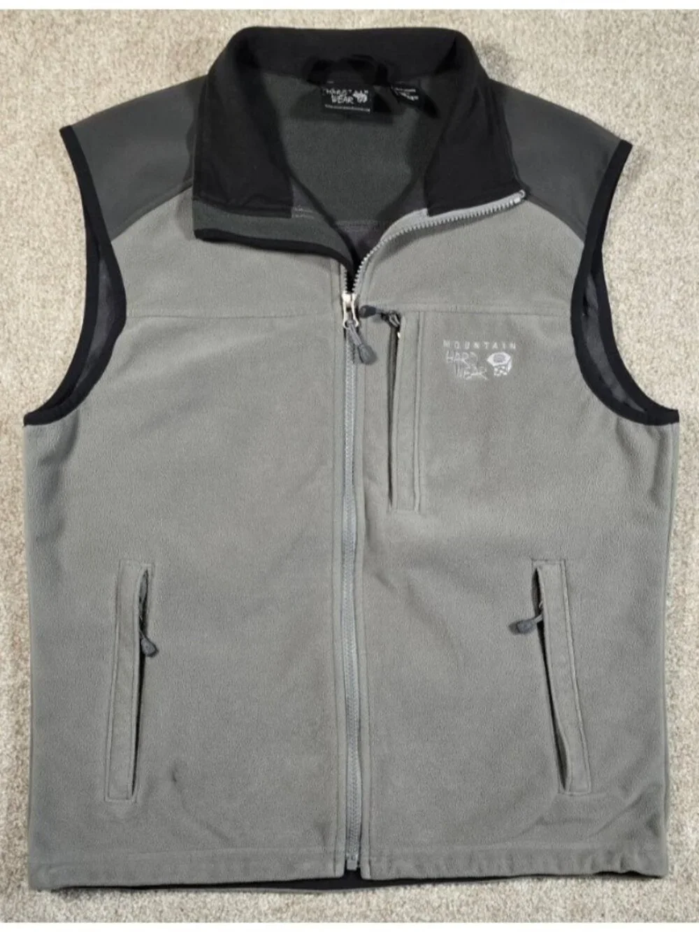 Mountain Hardwear Full Zip Lined Gray Fleece Vest Outdoor Trail Hiking Men's M